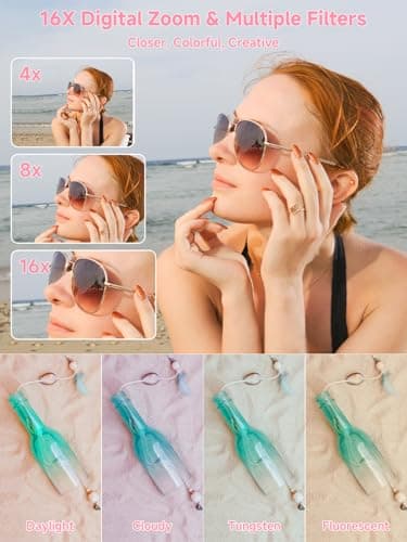 Digital Camera, 48MP 4K Compact Digital Camera with Auto Focus, Point and Shoot Camera with Beauty Mode, Anti-Shake, 32GB Card, Card Reader, Portable Travel Camera for Teens Beginners 4