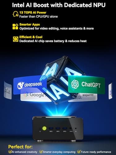 GMKtec EVO-T1 AI Mini PC Workstation Ultra 9 285H (up to 5.4GHz) Mini Gaming Computer, 64GB DDR5 (32GB*2) 1TB PCIe 4.0 SSD 3X M.2 Expansion Slots, Oculink, Quad Screen 8K Display 3