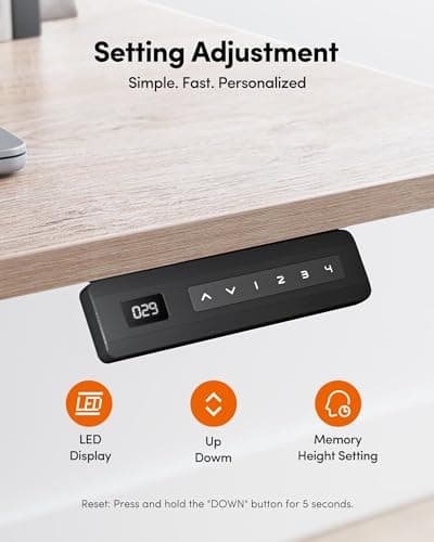 FEZIBO Standing Desk, 48 × 24 Inches Electric Height Adjustable, Sit and Stand Up, Computer Office Desk with Splice Board, White Frame/Maple TOP 4