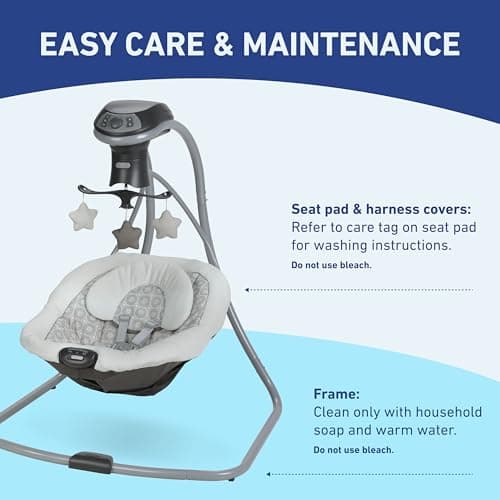 Graco Simple Sway Baby Swing, Side‑to‑Side Sway, Infant Swing with 6 Speeds, Vibration, Abbington 5