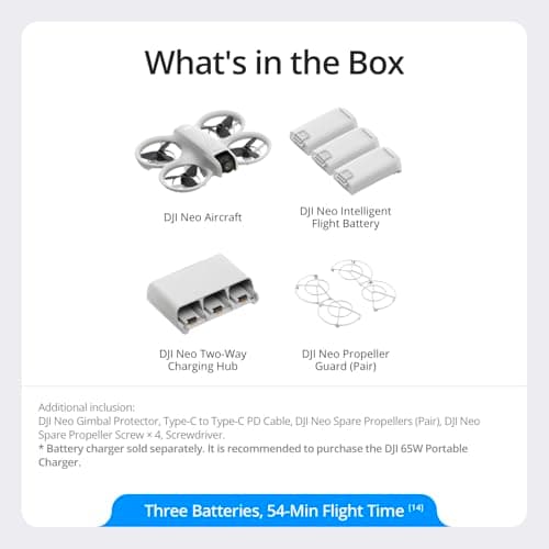 DJI Neo Three-Battery Combo, Mini Drone with 4K UHD Camera for Adults, 135g Self Flying Drone that Follows You, Palm Takeoff, Subject Tracking, QuickShots, Stabilized Video (Controller-Free) 2