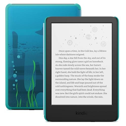 Amazon Kindle Kids 16GB (newest model) - If it breaks, we will replace it, includes ad-free books and cover, with glare-free display, faster page turns - Ocean Explorer
