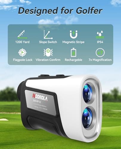 Hoorola Range Finder Golf, 1200 Yards Rangefinder with Slope, Magnetic Stripe, 7X Magnification, IP54 Water Resistant, Rechargeable Battery, Flag Pole Locking Vibration, Golf Accessories for Men Women 2