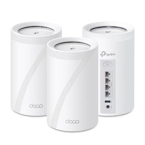 TP-Link Deco BE63 Tri-Band WiFi 7 BE10000 Whole Home Mesh System - 6-Stream 10 Gbps, 4x2.5G Ports Wired Backhaul, 4X Smart Internal Antennas, VPN, MU-MIMO, HomeShield, Free Expert Support (3-Pack)