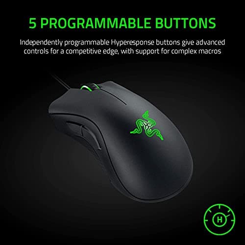 Razer DeathAdder Essential Gaming Mouse: 6400 DPI Optical Sensor - 5 Programmable Buttons - Mechanical Switches - Rubber Side Grips - Classic Black 2