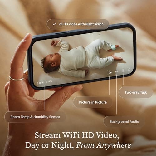 Owlet Dream Sight (Gen 3) Smart Video Baby Monitor | 2K HD Camera w/Night Vision | Detects Crying, Motion & Temperature | Customizable Alerts | Two-Way Talk | Secure Wi-fi 3