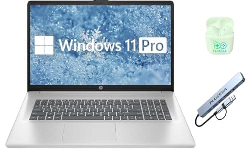 HP 17.3" HD+ Business & Student Laptop Computer, 16GB RAM 1TB SSD, 8-Cores Intel Core i3 Processor, Windows 11 Pro, Numeric Keypad, Wi-Fi 6, PLUSERA Earphones & 8-in-1 Hub, Natural Silver