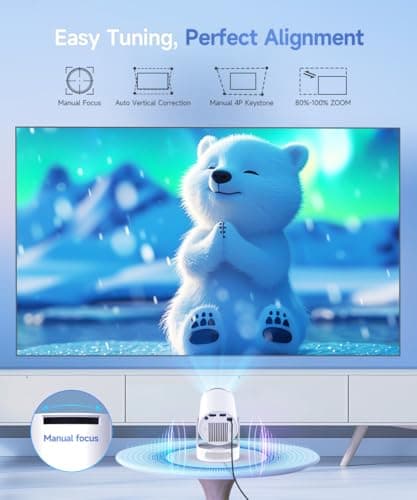 Magcubic Mini Projector with WiFi 6 and Bluetooth 5.4, Portable Projector 4K Support, 5W Soundbase Speaker, Auto Vertical Keystone 180°Rotatable Smart Proyector for Movie Home Outdoor 2