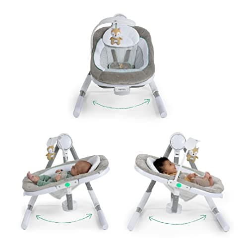 Ingenuity Anyway Sway 5-Speed Multi-Direction Portable Foldable Baby Swing & Infant Seat with Vibrations, Nature Sounds, 0-9 Months 6-20 lbs (Ray) 3