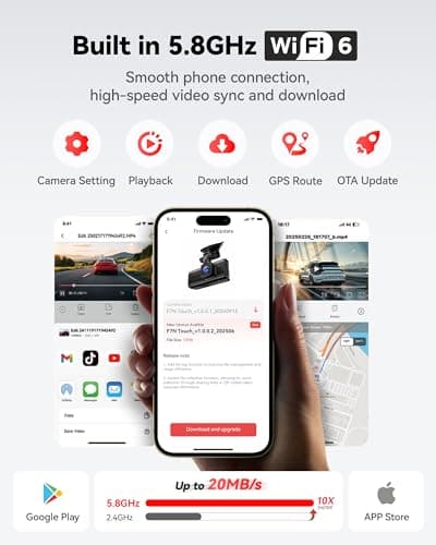 REDTIGER 4K STARVIS 2 Dash Cam Front and Rear, 5GHz WiFi 20MB/s Download, 128GB Card Included, Voice Control, Dash Camera for Cars with 3.18" Touch Screen, GPS, Loop Recording, Parking Mode(F7N Touch) 5