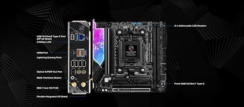ASRock AMD B850i Lightning WiFi 6E Socket AM5 Ryzen 9000/8000/7000 Series DDR5 8200+ (OC) MHz 128GB Mini ITX Motherboard M.2 SATA3 6.0 Gb/s PCIe 5.0 B850 BIOS Flashback 5