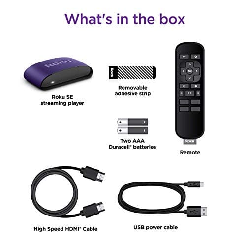 Roku SE Streaming Media Player 3930SE, Fast, High Definition - 1080p Full HD (Includes Remote, Batteries, and High-Speed HDMI Cable) US Warranty White 3