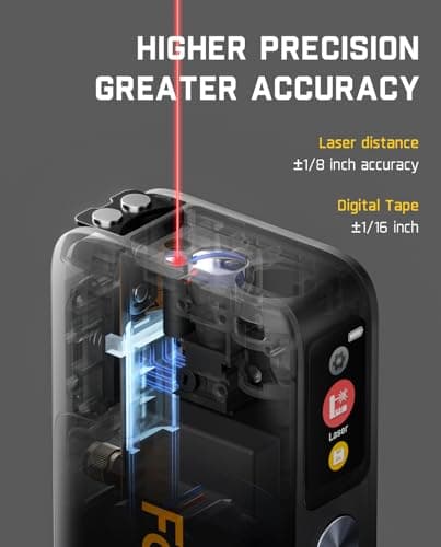 Fanttik A10 Pro 2-in-1 Digital Laser Tape Measure with HD IPS Color Display, 165Ft Rechargeable Laser Measurement Tool & 9.8Ft Measuring Tape, 6 Units Selectable, for Distance/Area/Volume 4