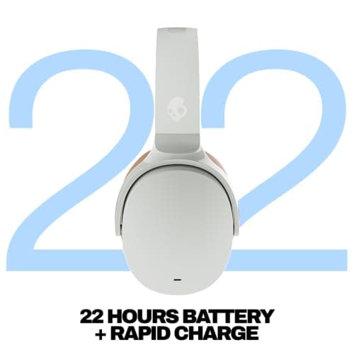 Skullcandy Hesh ANC Wireless Over-Ear Bluetooth Headphones with Extra USB-C Charging Cable, Active Noise Canceling, 22 Hrs Battery, Foldable Lightweight Design, Microphone iPhone Android - Mod White 2