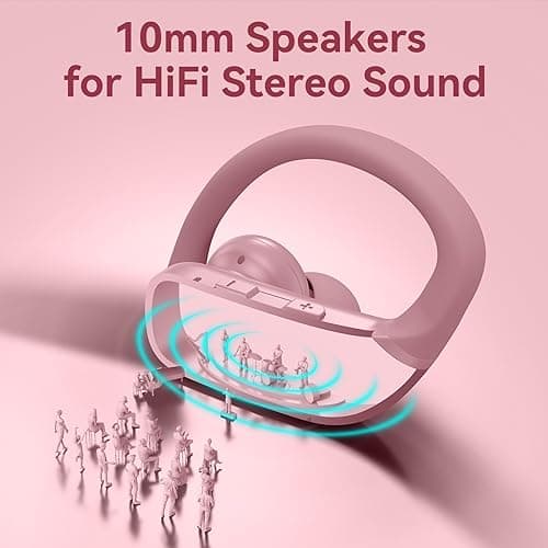 bmani Ear Buds Wireless Earbuds Bluetooth Headphones with 80H Playtime LED Display Case, Over-Ear Hook with Mic, Stereo Sound, Easy Button Controls, Sports Earphones for Running Workout Gym Pink 5