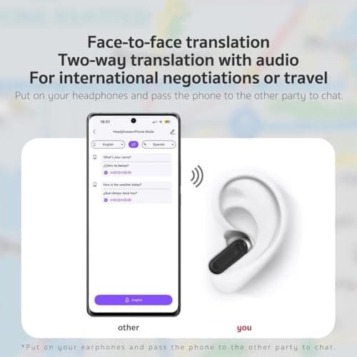 AI Translation Earbud,Spanish & English Live Translation,AI 2025 New 6.0 Pro NE20 Translation Earbuds,LCD Touch Screen,Intelligent Noise Reduction,Suitable for Travelling,Suitable for business use 4