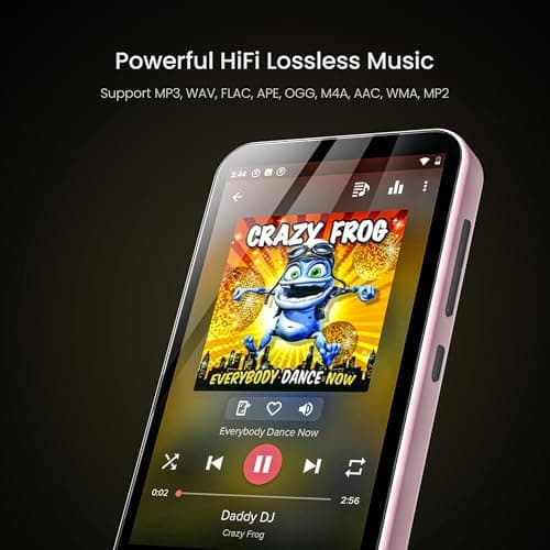 80GB Kids MP3 Player with Bluetooth and WiFi, Parental Controls, Pre-Installed Spotify, Spotify Kids, Audible, TIMMKOO 4" MP4 Player Up to 1TB (Pink) 4