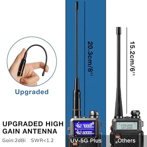 [Chirp Compatible] BAOFENG UV-5G Plus GMRS Handheld Radio, Long Range Rechargeable Two Way Radio, 999 Channels, with NOAA Weather Receiving, 2500mAh Battery USB-C Port, 8" & 15.5" Antennas, 2 Pack 3