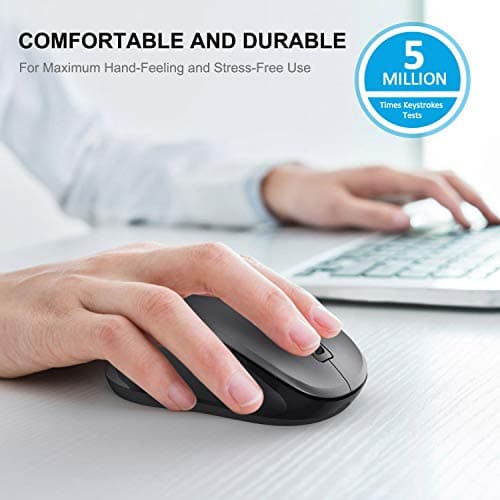 WisFox 2.4G Wireless Mouse for Laptop, Ergonomic Computer Mouse with USB Receiver and 3 Adjustable Levels, 6 Button Wireless Mice for Windows Mac PC Notebook (Grey) 2