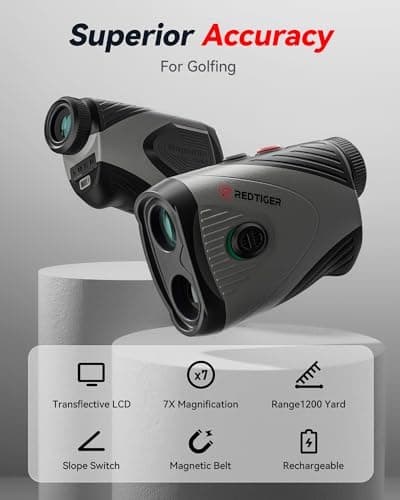 REDTIGER Golf Rangefinder, 7X Magnification 1200 Yards Laser Range Finder with Slope, Built-in Magnetic Bracket, Flag Pole Locking Vibration＆Rechargeable, GolfVue Series 1 pro 2
