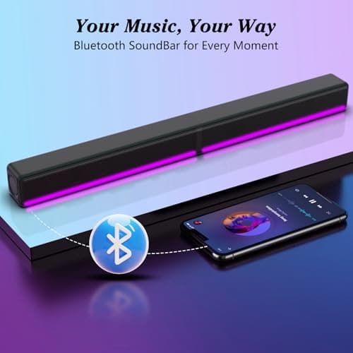 TV Sound Bar, Soundbar with RGB LED Lights & 2.1CH Bluetooth Speaker Surround System, 180W Surround Sound, AUX/Optical/HDMI ARC Home Theater Speaker, 2 in 1 Detachable for Smart TV/Projector/Gaming/PC 4
