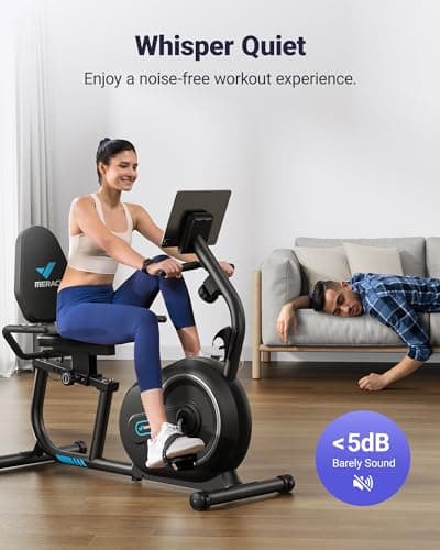 MERACH Recumbent Exercise Bike for Home with Smart Bluetooth and Exclusive App Connectivity, LCD, Heart Rate Handle, S08 Magnetic Recumbent Bikes, Black 3
