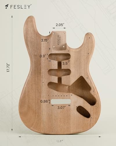 Fesley DIY Electric Guitar Kit with Mahogany Body/Maple Neck,6 Strings Electric Guitars,DIY Guitar Kit with Purpleheart Fretboard,SSS Pickups,ST Style Beginner Guitars, Build Your Own Guitar Kit 5