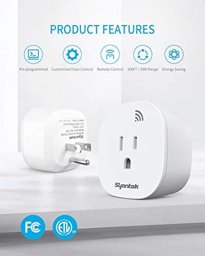 Syantek Remote Control Outlet Wireless Light Switch for Household Appliances, Expandable Remote Light Switch Kit, Up to 100 ft Range, FCC Certified, ETL Listed, White (3 Outlets + 1 Remotes) 2