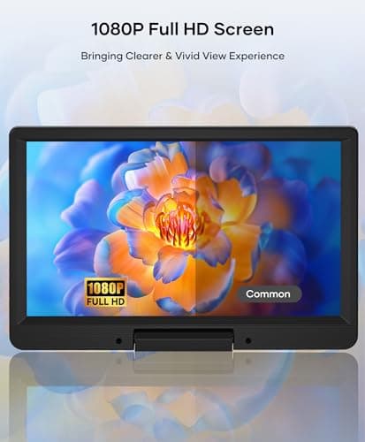 FANGOR 13.3’’ Portable Blu Ray Player with 12’’ 1080P Full HD Swivel Screen, Blu-ray DVD Player with HDMI Out & AV in, 4-5 Hours Rechargeable Battery, Support USB/Micro SD Card 2