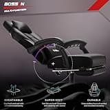 BOSSIN Gaming Chair with Massage, Ergonomic Heavy Duty Design with Footrest and Lumbar Support, Large Size Cushion High Back Office Chair, Big and Tall Gaming Computer Chair for Kids 4