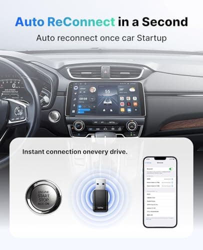 Wireless CarPlay Adapter for Apple iPhone, 2025 Convert Wired to Car Play Wireless, Plug & Play, Auto-Connect, Ultra Mini Car Play Adapter with USB A/C, No Latency for iPhone iOS 10+(2017+ Vehicles) 5