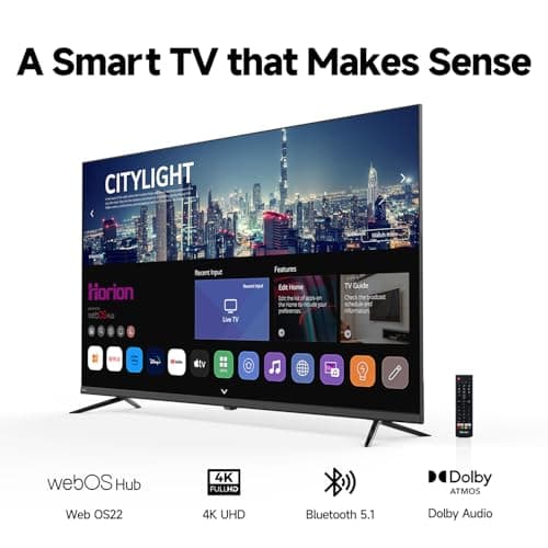 HORION 43 inch Smart TV, 4K UHD LED TV with WebOS 22, Ultra Slim Television with Mega Contrast, HDR10, Dolby Audio - Streaming Live, Bluetooth, Hdmi, WiFi ((P6D Series, 2025) 2