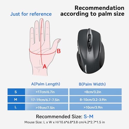TECKNET Wireless Mouse (2.4G & BT5.0/3.0) Silent 4800 DPI Computer USB A & Bluetooth Mouse 6 Buttons, Wide Compatibility - Grey 2