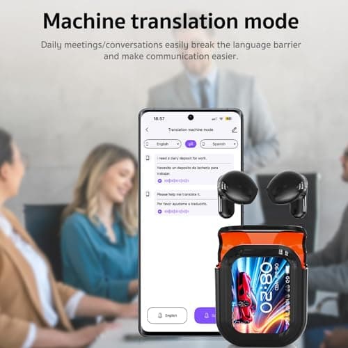 ERAZERL NE20 AI Translation Earbuds Real Time Wireless Bluetooth 6.0 AI Headphones LCD Touch Screen Support 148 Languages Translation Real Time Translator Earbuds Support Playing Music Phone Calls 3