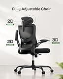 Marsail Ergonomic Office Chair: Office Computer Desk Chair with High Back Mesh and Adjustable Lumbar Support Rolling Work Swivel Task Chairs with Wheel 3D Armrests and Headrest 2