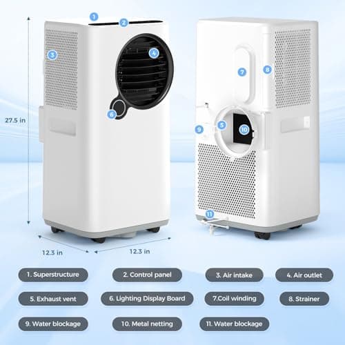 Portable Air Conditioners, 16000 BTU 6-in-1 Cooling, Dehumidifier & Fan, Ultra Quiet with 24H Smart Timer, Auto Shut-Off & Child Lock for Home/Bedroom/Office 2