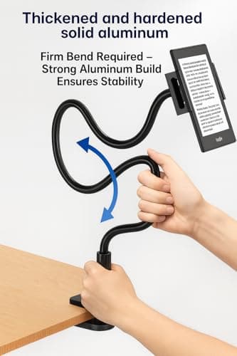 Bongogoo Kindle Holder with Remote Page Turner | Hands-Free Stand for Reading in Bed or Desk – Compatible with Kindle Paperwhite, Oasis, iPad, iPhone, and More | Fits Devices from 4.5” to 10” 3