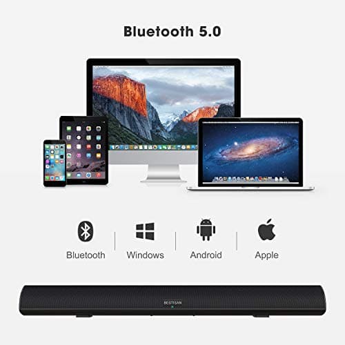 BESTISAN Sound Bar, 100Watt Soundbar for TV, Wired & Wireless Bluetooth 5.0 Sound Bar(40 Inch, 6 Drivers, Optical, HDMI-ARC) 4
