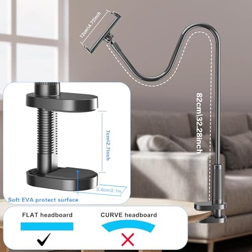 Kefotic Gooseneck Tablet Holder for Kindle Reading in Bed with Page Turner Remote, Hands Free Desk Bedside Lazy Arm Stand for Kindle Accessories, Gifts for Readers 5