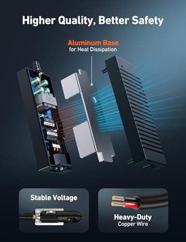 AstroAI AC to DC Converter 10A/120W/7.78FT/110V to12V Converter, Car Cigarette Lighter Adapter, AC/DC Power Supply Adapter Transformer for Inflator, Car Refrigerator, and Other Car Devices 3