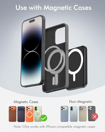 podoru for Magsafe Battery Pack, 5000mAh Magnetic Power Bank with Type-C Cable 20W PD Fast Charging Lighting Input Wireless Portable Charger for iPhone 17/16/15/14/13/12/ All Series-Black 2