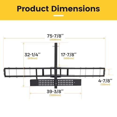 ECOTRIC 500LBS Motorcycle Trailer Hitch Carrier Scooter Dirt Bike Hauler Hitch Mount Rack with Loading Ramp Locking Device Heavy Duty Steel Motorcycle Rack for Hitch Fits 2" Receiver 3