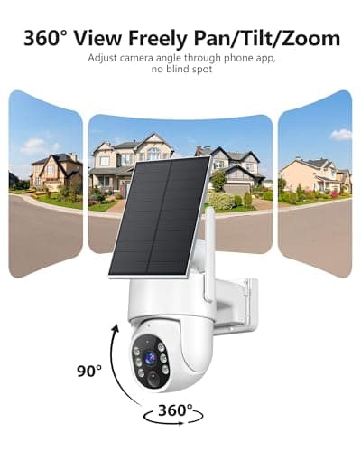 Gianteye 2K Solar Security Cameras Wireless Outdoor, 5G&2.4GHz Dual WiFi Cameras for Home Security, Solar & Battery Powered Outdoor Camera Wireless, Color Night Vision, PZT Human Detection, 2 Packs 4