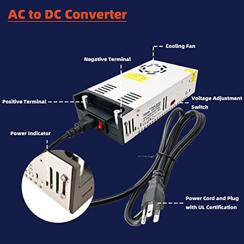 Yaheeda New Version Converter, 110V AC to 12V DC Converter Power Supply 12V 600W 50A DC Switch Transformer for RV,Pump,LED Strip, LCD Monitor 5