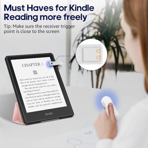 DATAFY Remote Control Page Turner for Kindle Paperwhite Oasis Kobo eReaders, Camera Camcorder Remote Controls, Page Turner Clicker for ipad Tablets Reading Novels with Wrist Strap Storage Bag 2