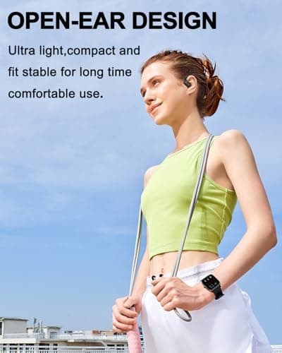 munash Open Ear Headphones, Bluetooth Headphones V5.4 Wireless Sport Earbuds with Charging Case, IP54 Waterproof 50H Playtime Lightweight Design Fit for Cycling, Running, Walking, Workout 5