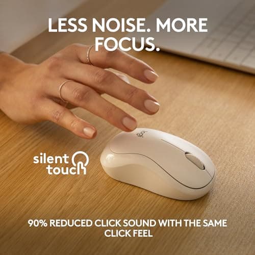 Logitech M240 Silent Bluetooth Mouse, Wireless, Compact, Portable, Smooth Tracking, 18-Month Battery, for Windows, macOS, ChromeOS, Compatible with PC, Mac, Laptop, Tablets - Off White 2