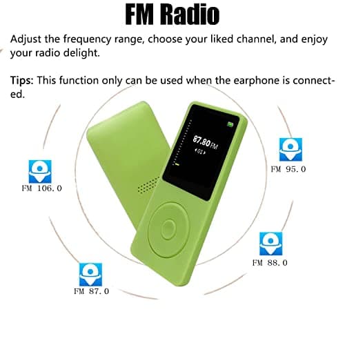 64GB MP3 Player with Speaker Earphones Portable Music Player for Kids Support Voice Recording Photo Video E-Book, Green 5
