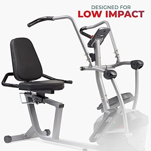 Sunny Health & Fitness Elliptical Recumbent Cardio Bike, Cross Trainer Cycle for Indoor Arm/Leg Home Exercise, Dual Stationary Handlebars Plus Easy Access Seat for Adults & Seniors w/App Connection 3
