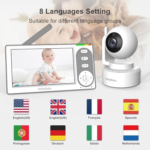 HelloBaby 4.3'' Video Baby Monitor with 30 Hours Battery, Remote Pan-Tilt-Zoom Baby Monitor No WiFi, Baby Monitor with Camera and Audio, Night Vision, ECO Mode, Two-way Talk, 8 Lullabies, 1000ft Range 4
